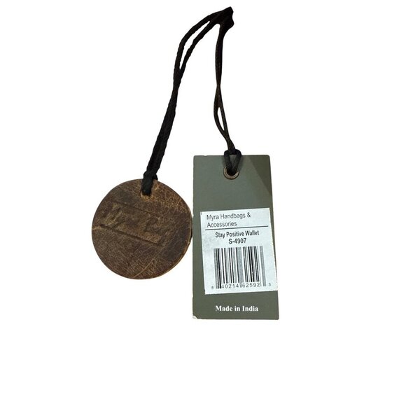 Myra Handbags Stay Positive S-4907 Brown & Turquoise Floral Leather Wallet NWT - Picture 3 of 5